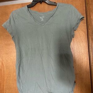 Women's Maternity V-Neck Short Sleeve Top - Sage Green